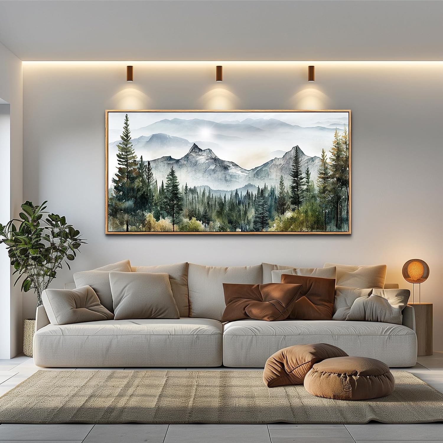 MHARTK66 Large Wall Decor For Living Room Wood Framed Wall Art For Office Bedroom Pictures Mountain Forest Landscapes Ink Canvas Prints Painting Artwork Abstract Modern Stretched and Framed Poster