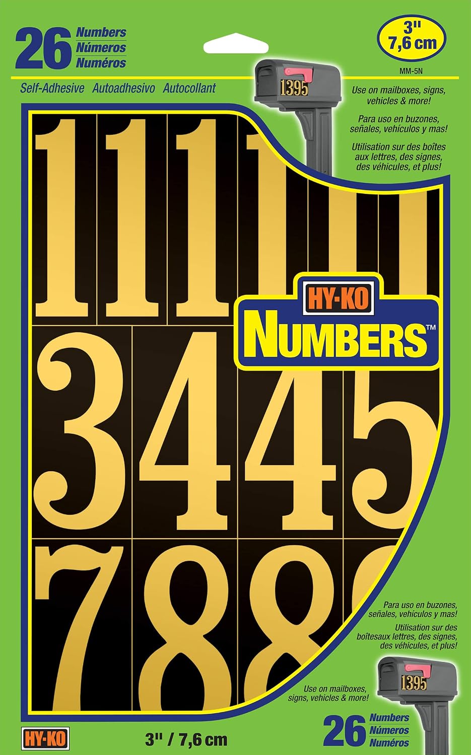 Step2 Lakewood Extra Large Mailbox and Mailbox Post Kit, Easy to Install, Mailboxes for Outside & Hy-Ko Products MM-5N Self Adhesive Vinyl Numbers 3' High, Black & Gold, 26 Pieces
