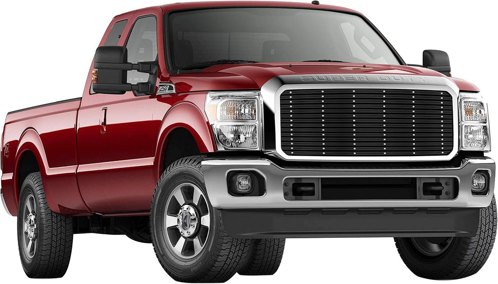 APS Premium Aluminum Black Rivet Studs Wide Billet Grille Grill Insert Compatible with Ford F250 F350 F450 F-550 SD 2011 2012 2013 2014 2015 2016 Main Upper N19-U82868F