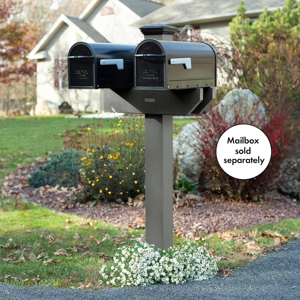 Hazelton Two-Sided Mailbox Post, Coastal Teak