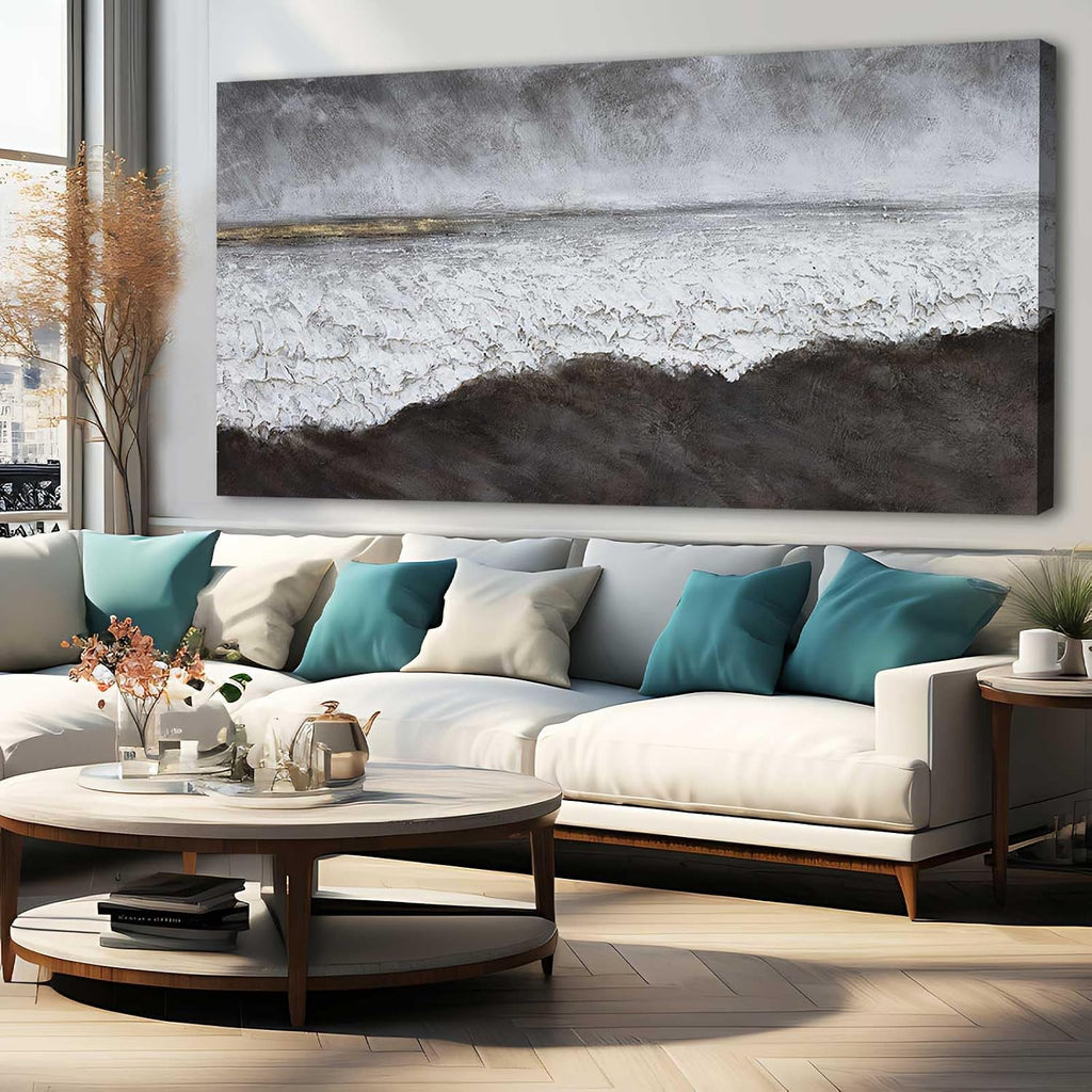 XIANSHOU Black Canvas Artwork For Living Room Abstract Wall Decor Picture on Canvas Large Size Hallway Decor Office Dining Room Decorative Wall Art 29'x58' Ready to Hang