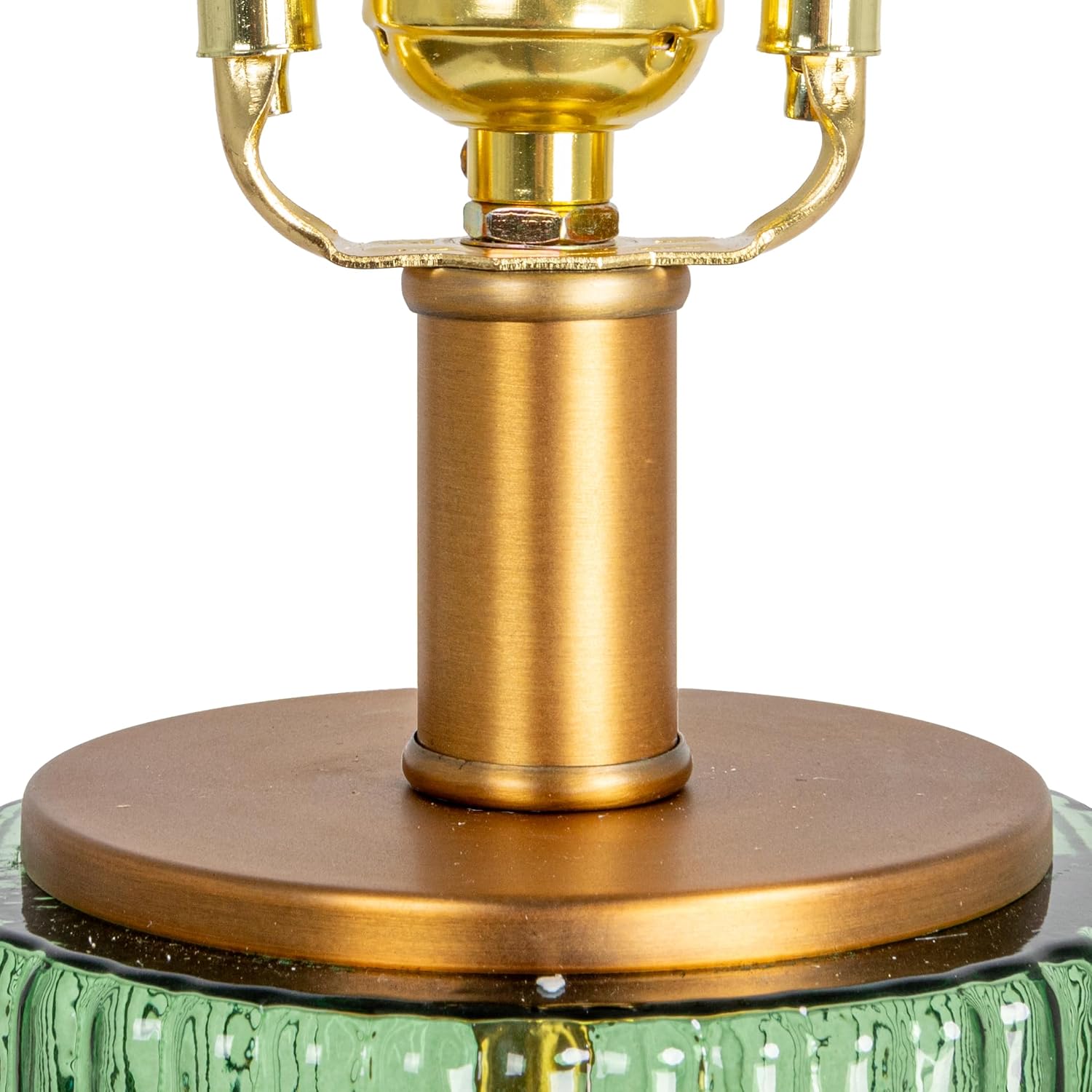 Creative Co-Op Ribbed Glass Table Lamp with Tapered Drum Shade, Green