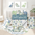 KAINSY Custom Crib Bedding Set 5 Piece for Baby Boys – Personalized Green Dinosaur Theme, Newborn Sleep Set, Nursery Decor, Toddler Room Essentials, Infant Sleep, Baby Room Accessories, Baby Gift