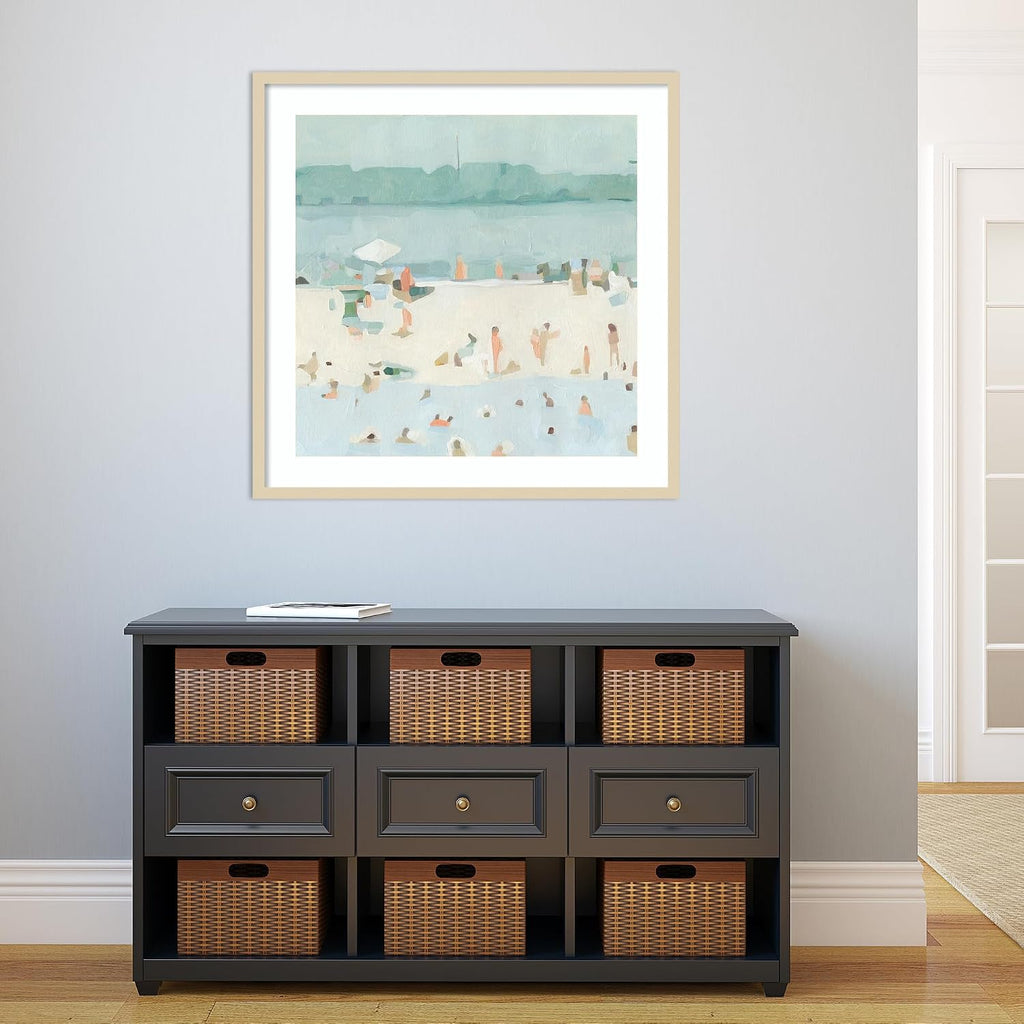 Amanti Art Framed Wall Art Print 33x33 Sea Glass Sandbar I by Emma Scarvey, Abstract Wall Art, Coastal Decor, Large Poster Painting Artwork for Living Room, Bedroom, Bathroom, Kitchen, Office or