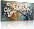 imjiayu Large Framed Wall Art, Tree of Life Wall Art, Modern Art Wall Decor, Japanese White Floral Tree Prints, Nature Canvas Paintings Wall Decor for Living Room Bedroom Office Hallway 24'x48'