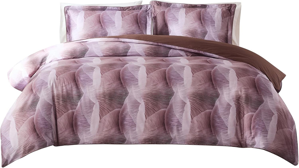 Lush Decor x Chuks Collins Mycelium Dream Duvet Cover 3 Piece Set Queen Dusty Pink - Cotton Duvet Cover Queen - Purple Bedding Set - Pink Duvet - Luxury Bedding