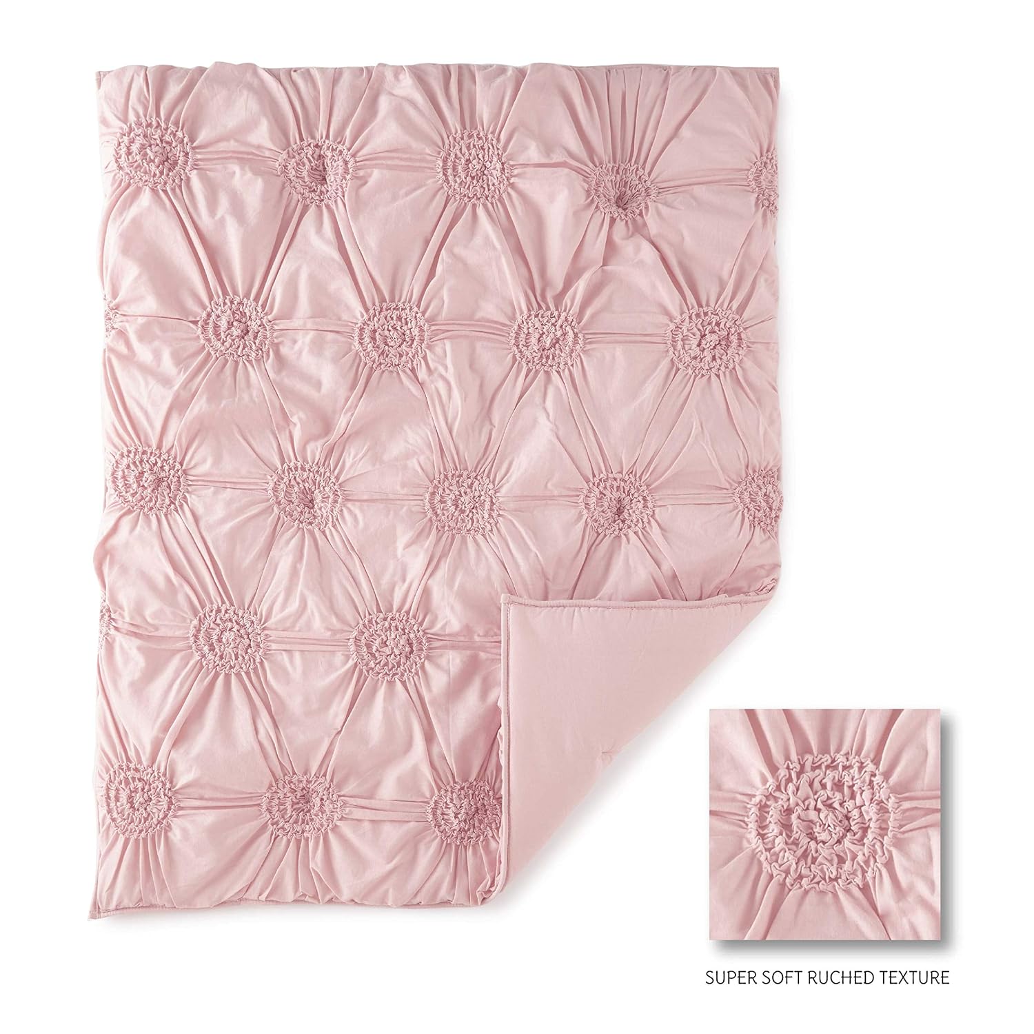 Levtex Baby - Willow Crib Bed Set - Baby Nursery Set - Pink - Soft Rosette Pintuck - 5 Piece Set Includes Quilt, Fitted Sheet, Diaper Stacker, Wall Decal & Crib Skirt/Dust Ruffle