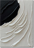 Creespi Hand Painted Thick Textured Black and White Wall Art 28x40 inch,Modern Minimalist Abstract Oil Painting On Canvas for Wall Decor