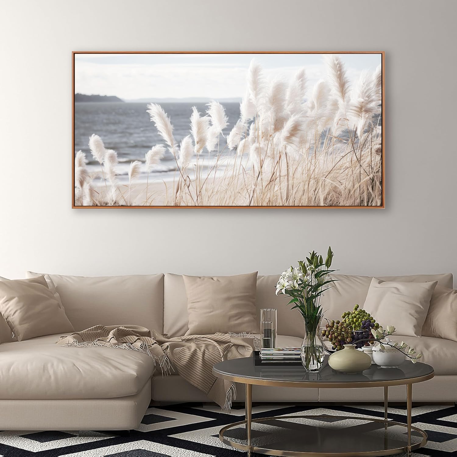 Wall Art Framed Artwork Decor Nature Canvas Art ReedSeascape Wall Decor for Bedroom Living Room Decoration Home Kitchen Office 29' x 58'