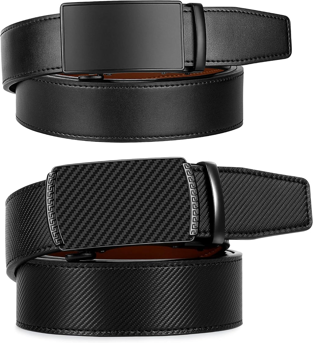 Genuine Leather Ratchet Belt for Men: Classic, Dress, Casual, Trim-to-Fit, Gift Box.