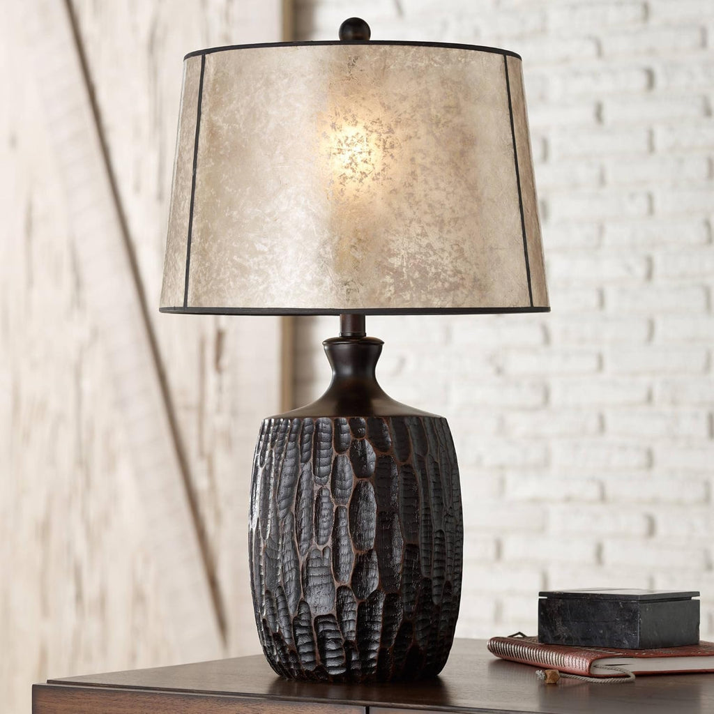 Franklin Iron Works Kelly 25 1/2' High Farmhouse Rustic Country Cottage Table Lamp Brown Finish Single Mica Shade Living Room Bedroom Bedside Nightstand House Office Home Reading (Colors May Vary)