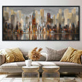 Framed Large Cityscape New York Wall Art Canvas Prints Abstract Brown City Theme Paintings Modern Canvas Wall Art for Living Room Pictures Wall Decor Bedroom Big Size 40x87