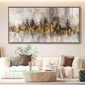 Abstract Painting Wall Art Black and Gold Picture for Living Room Retro Home Bedroom Decoration Modern Framed Artwork Decor 29X58IN