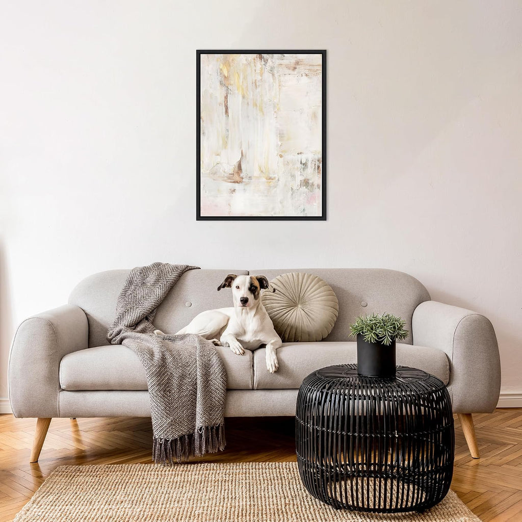 Amanti Art Framed Canvas Wall Art 30x23 Milky Patina I by Victoria Barnes, Framed Wall Art Canvas, Abstract Artwork, Modern Decor, Large Poster Painting for Living Room, Bedroom, Bathroom, Kitchen,