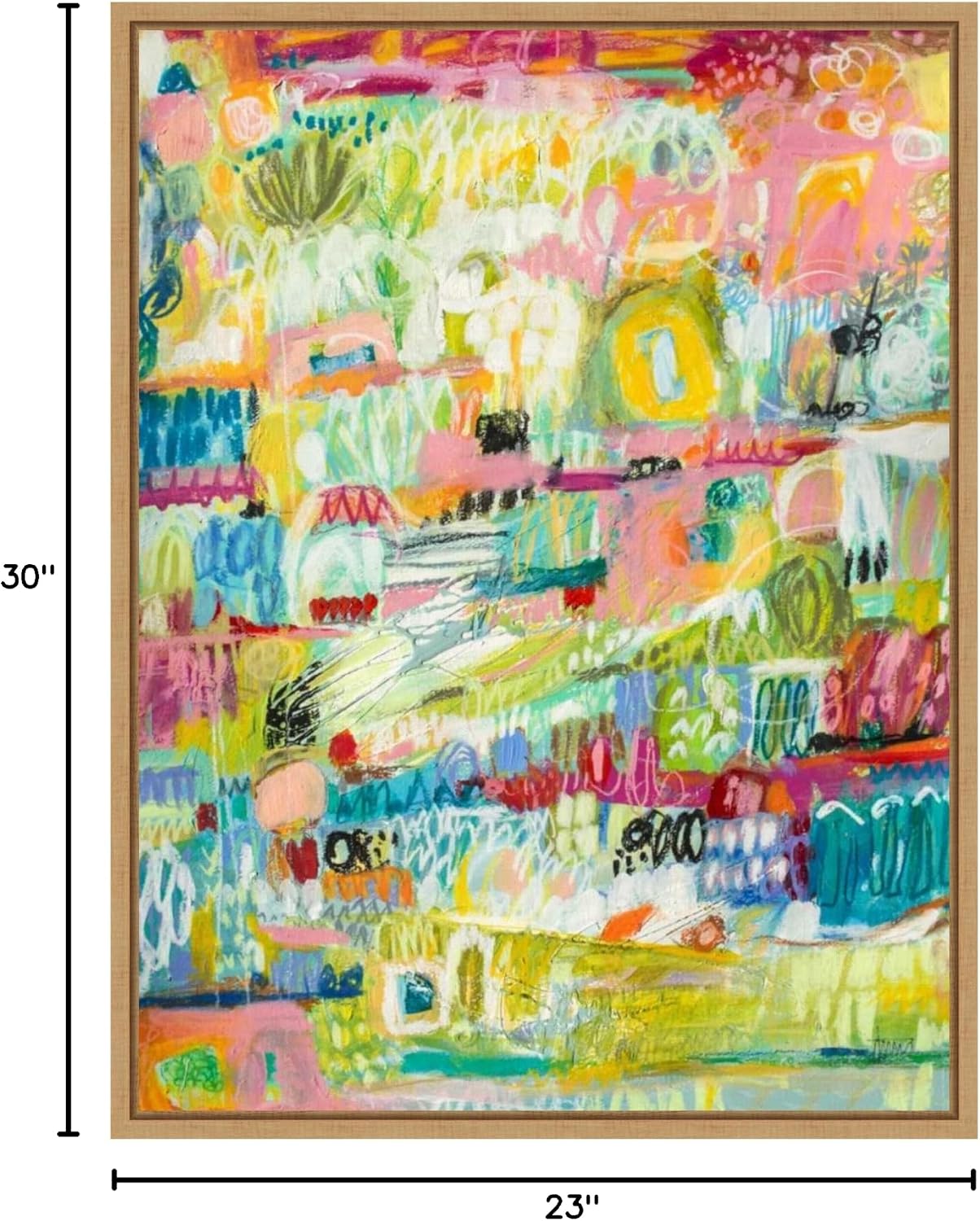 Amanti Art Framed Canvas Wall Art 30x23 Boho Garden II by Karen Fields, Framed Wall Art Canvas, Abstract Artwork, Modern Decor, Large Poster Painting for Living Room, Bedroom, Bathroom, Kitchen,