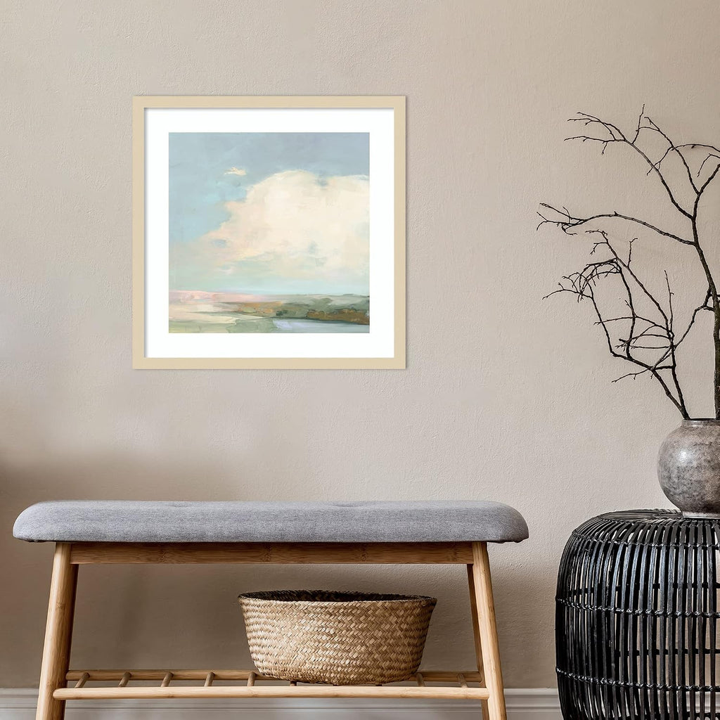 Amanti Art Framed Wall Art Print 21x21 Colorful Horizon II Blue by Julia Purinton, Abstract Wall Art, Modern Contemporary Decor, Medium Poster Painting Artwork for Living Room, Bedroom, Bathroom,