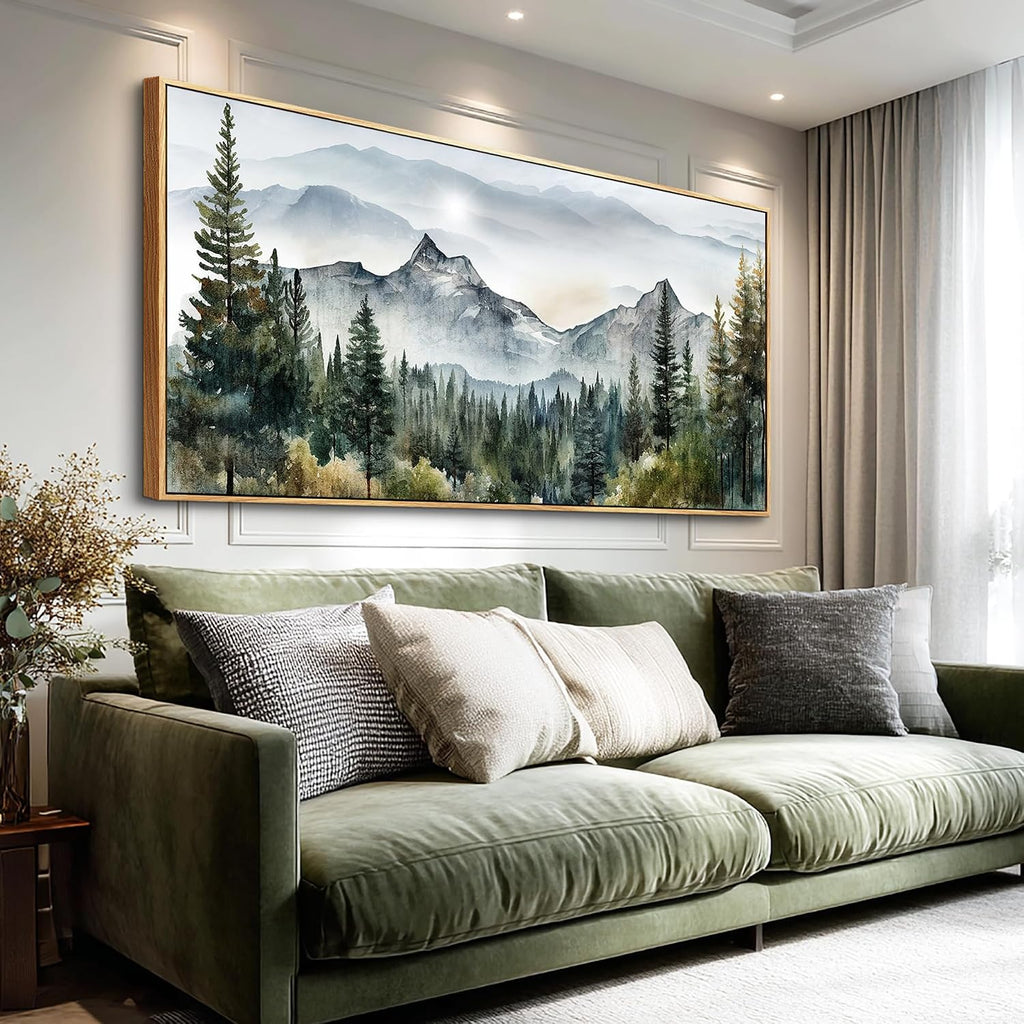MHARTK66 Large Wall Decor For Living Room Wood Framed Wall Art For Office Bedroom Pictures Mountain Forest Landscapes Ink Canvas Prints Painting Artwork Abstract Modern Stretched and Framed Poster