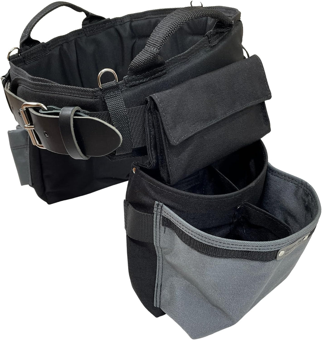 BOULDER BAG Ultimate Electrician's MAX Combo with Comfort Back Support Tool Belt, Leather Belt Buckle, Heavy Duty, Silver, (Extra-Large 37-42 Inch Waist), Made in USA
