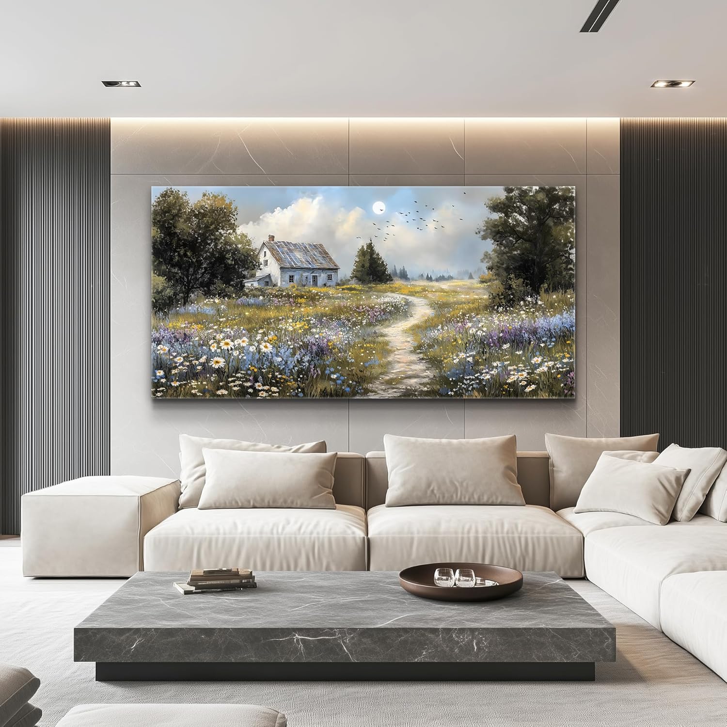 FUHAIHUA Canvas Wall Art For Living Room Large Wall Decor For Office Bedroom Decorations Farmhouse Landscape Pictures Countryside Painting Artwork Room Wall Mural Aesthetic Home Decor 30x60 In