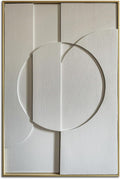 Slyart White Textured Wall Art, Handmade Abstract Plaster Wall Art Framed Artwork, 3D Minimalist White Relief Verical Painting