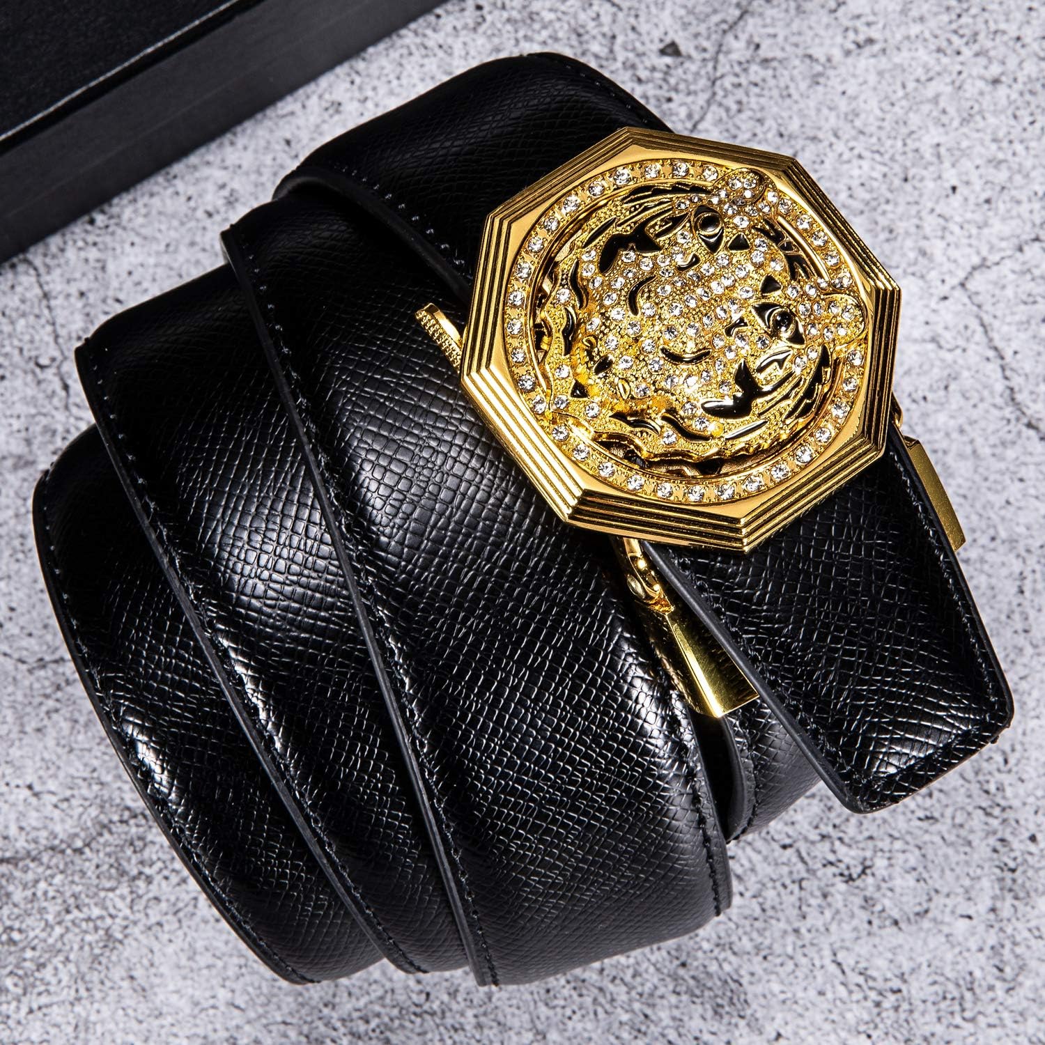 Slide Adjustable Genuine Leather Belt Men Dress Casual Trim-to-Fit Executive Classic Gift.