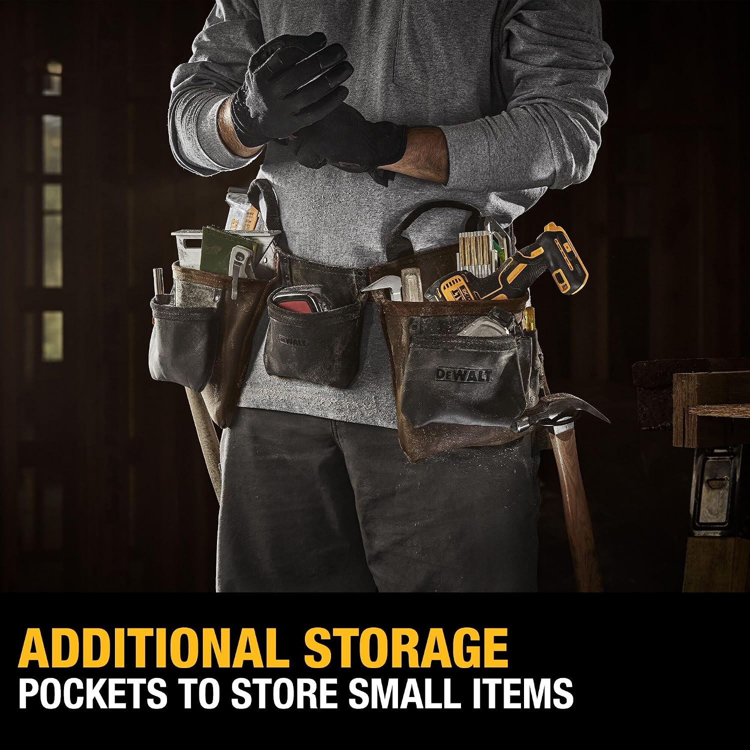 DEWALT Leather Tool Belt, Durable, 11 Pocket Professional Belt (DWST550112) (Pack of 3)