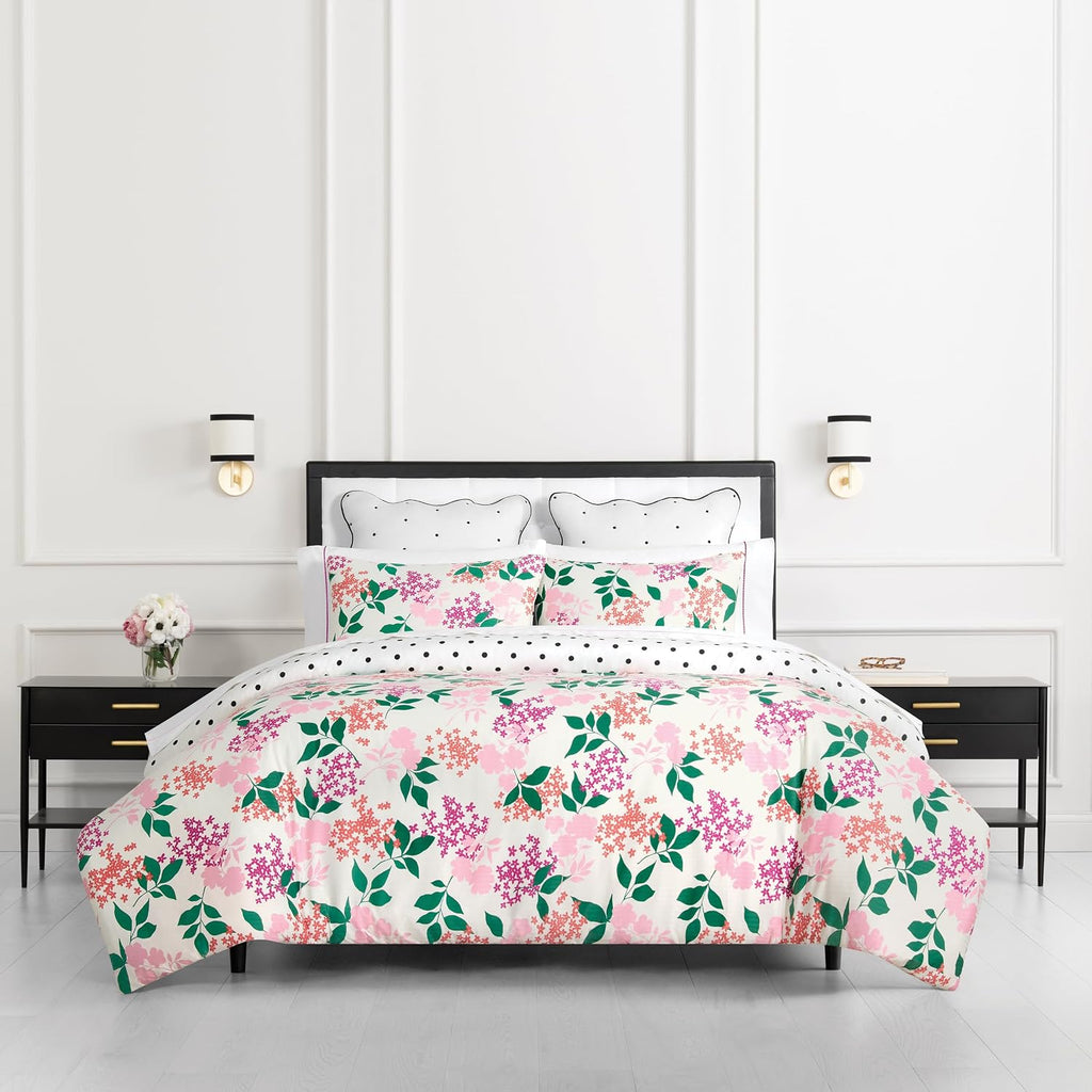 kate spade new york Bold Blossoms King Comforter Set, 300 Thread Count Cotton Reversible Cover, All Season 3 Piece Bedding, Machine Washable, Floral Multicolor