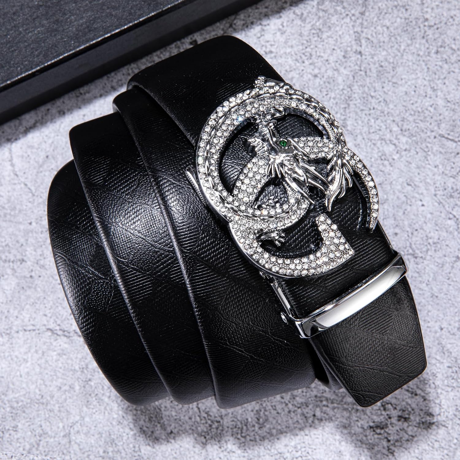 Designer 1 3/8' Genuine Leather Belt Men Business Animal Ratchet Automatic Executive Classic Gift