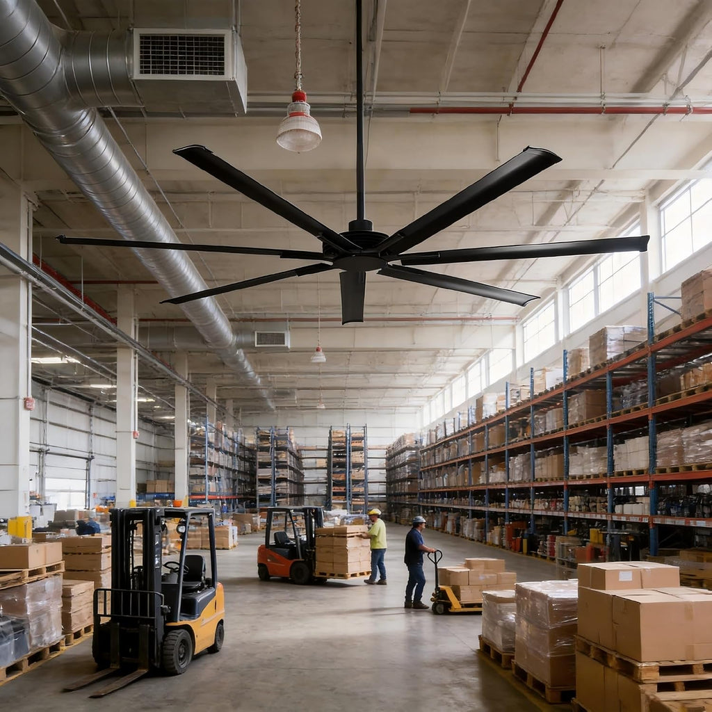 120 Inch Ceiling Fans Industrial Large Big Commercial Shop Fan with Remote Control, 6-Speed Reversible Outdoor Ceiling Fans for Patios Garage Warehouse Barn, 7 Aluminum Blade DC Motor High CFM, Black