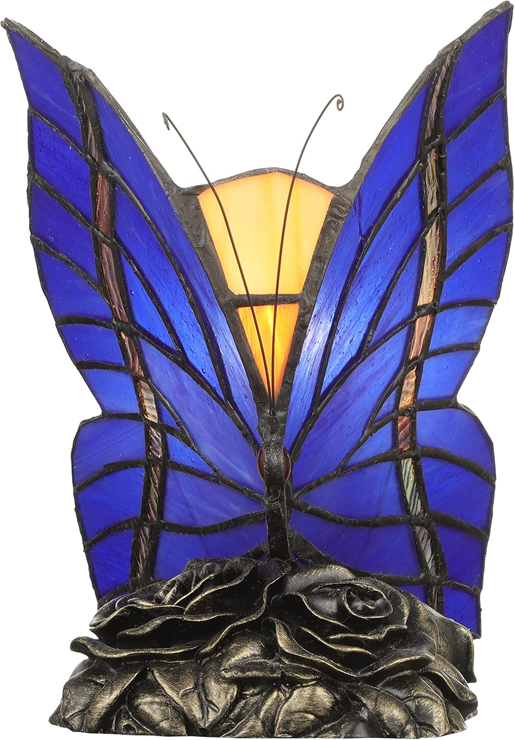Butterfly Night Lamp Tiffany Style Table lamp Handcrafted Stained Glass Desk Lamp in Dark Blue