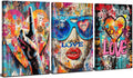 Banksy Art Wall Decor Cool Street Graffiti Canvas Wall Art Abstract Artist Love Gesture Posters Print Artwork Colorful Giclee Framed Artwork for Mens Bedroom Trendy Player Home Decoration 24x36 3 Pcs