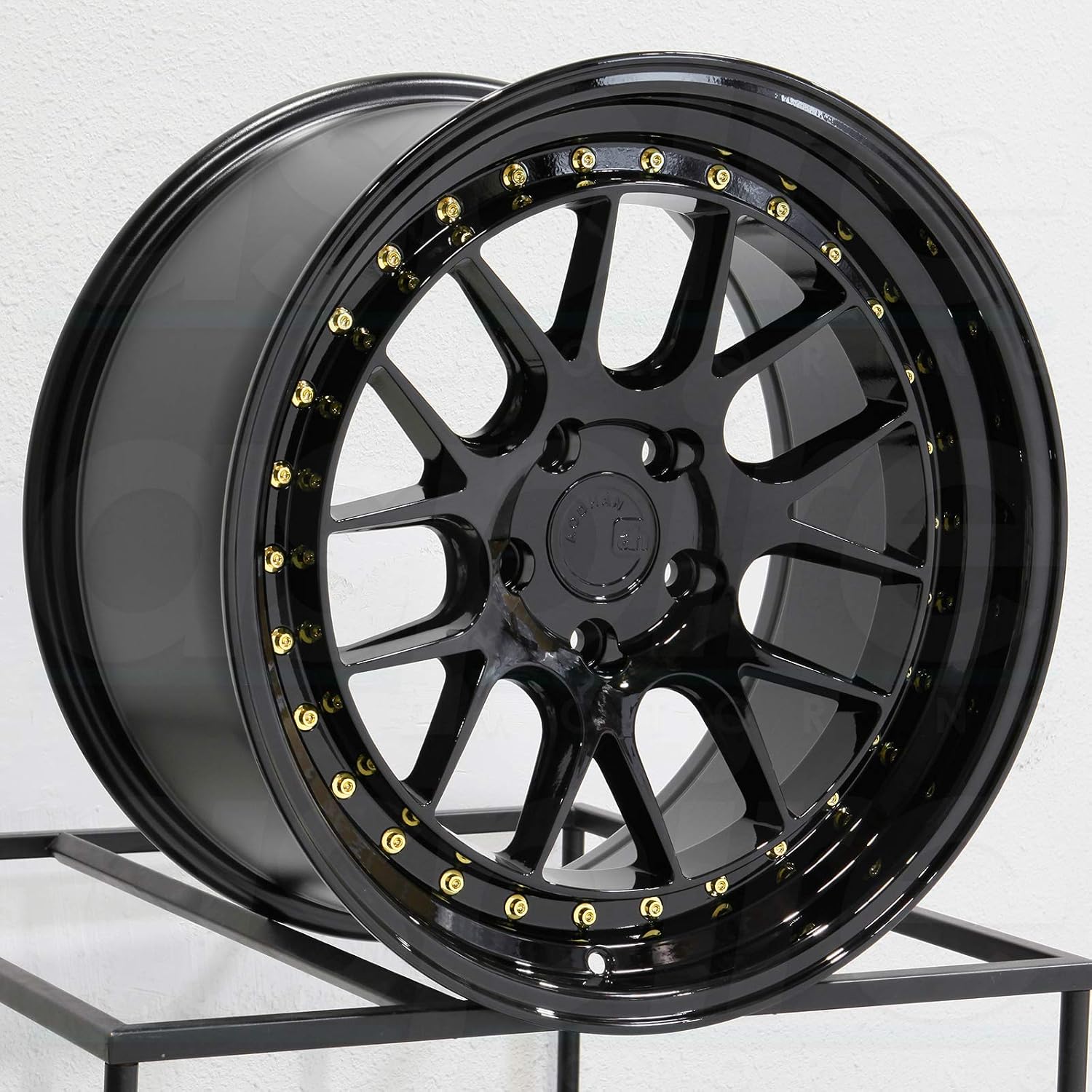 AodHan DS06 Wheel - Gloss Black W/Gold Rivets: 19x9.5 Wheel Size; 5x114.3 Lug Pattern; 73.1mm Hug Bore; 22mm Off Set.