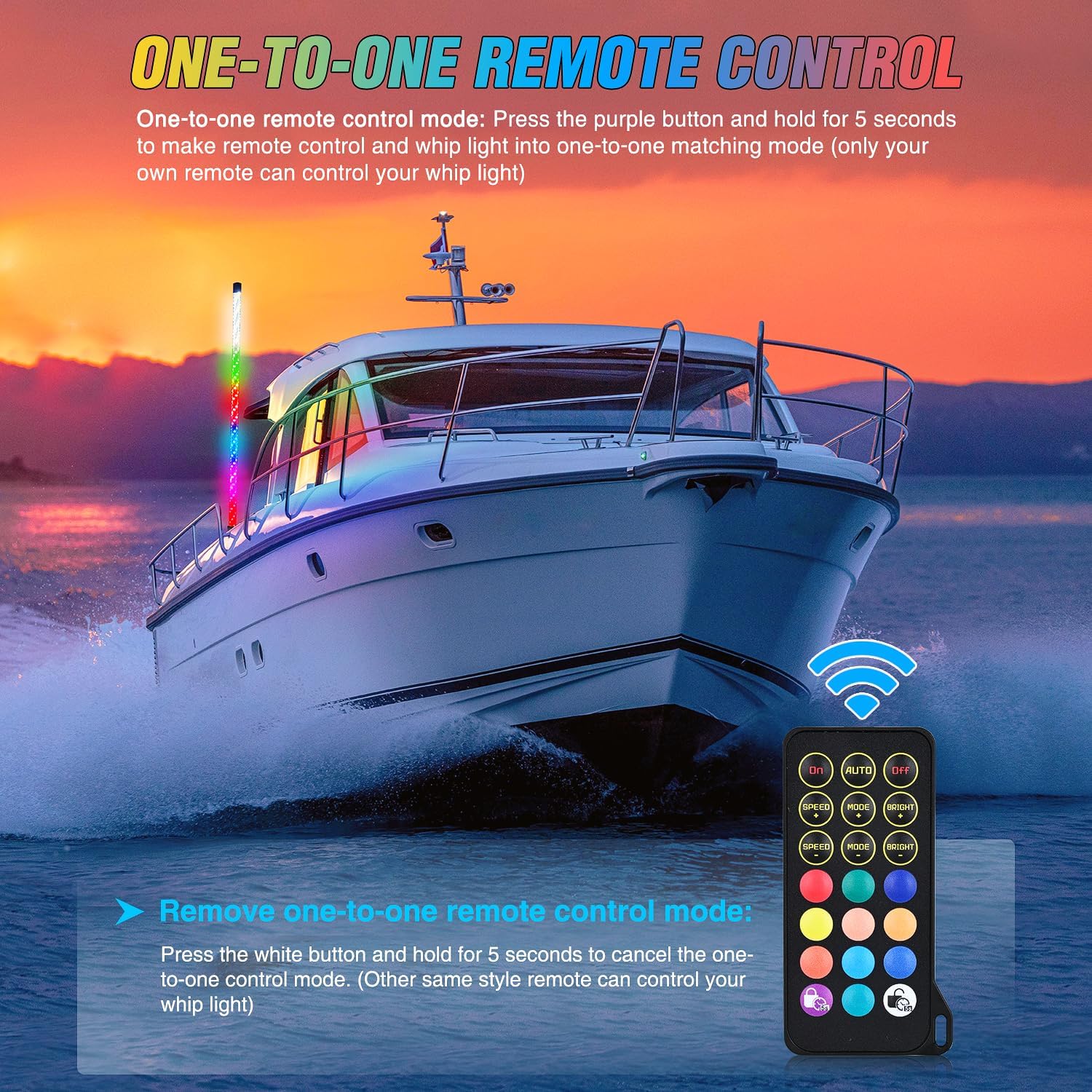 Nilight Boat Navigation Light 5FT Spiral LED Whip Lights 360° Visibility 2NM Coast Guard Compliant 400+ Patterns with Remote Plug-in Base Boats Stern Navlight for Night Fishing, Yacht, Pontoon