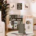 Personalized Crib Bedding Set for Baby Boys, Hunting Duck Pattern Custom Name Baby Crib Sets 5-Pcs, Double Layer Baby Blanket Fitted Sheet Changing Pad Cover Rug Wall Art Set