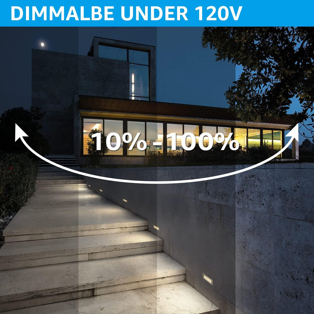 LEONLITE Update 5CCT LED Step Lights 120-277V, Dimmable 4.5W 300LM Anti-Glare LED Deck Steps Stair Lights Outdoor, 1800K2700K3000K4000K5000K, CRI 90, ETL, IP65 Waterproof, Satin Nickel, Pack of 3
