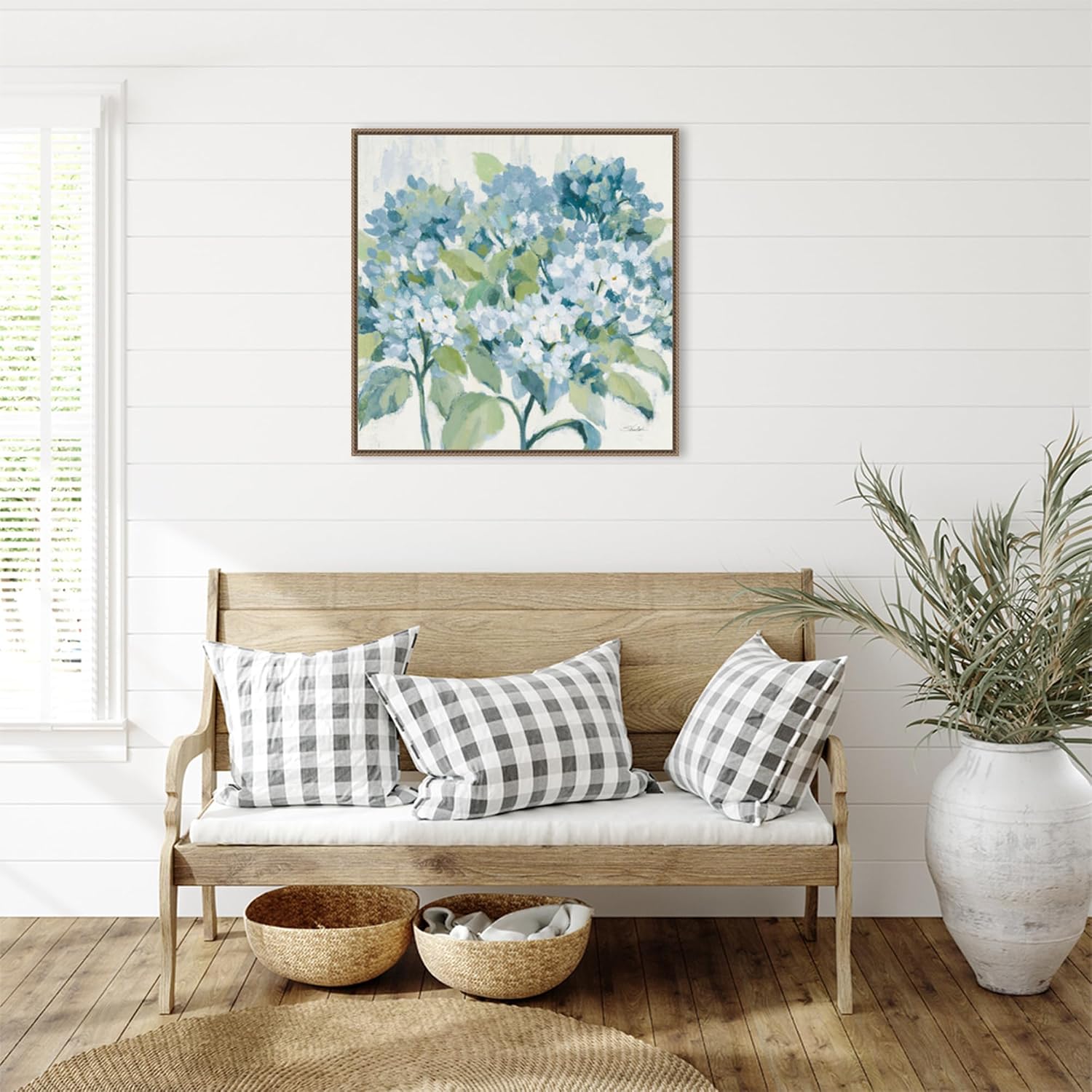Amanti Art Framed Canvas Wall Art 30x30 Romantic Hydrangeas Blue by Silvia Vassileva, Framed Wall Art Canvas, Flowers Artwork, Traditional Decor, Large Poster Painting for Living Room, Bedroom,