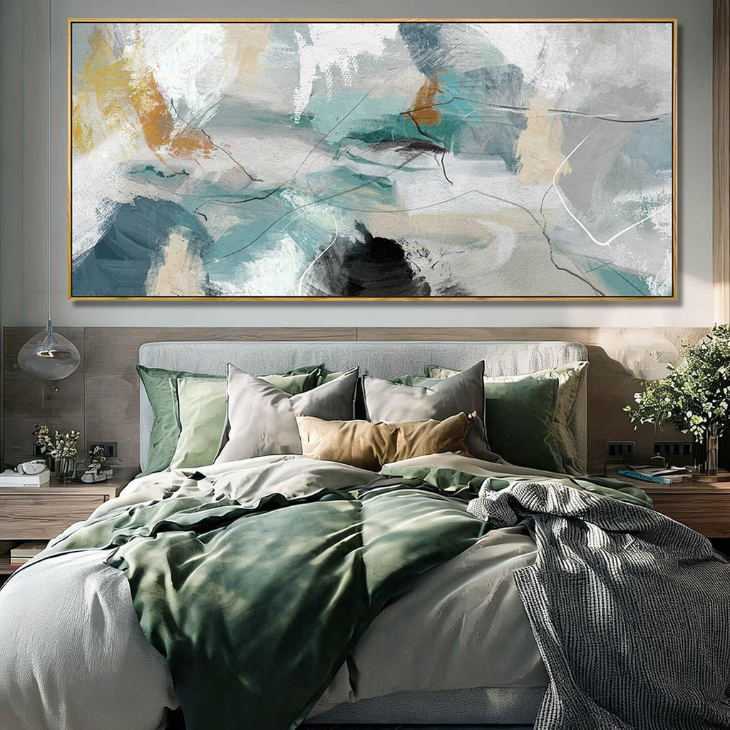 Abstract Framed Wall Art Colorful Picture Prints Line Canvas Poster 40'x86' Bedroom Artwork Home Decorations for Living Room