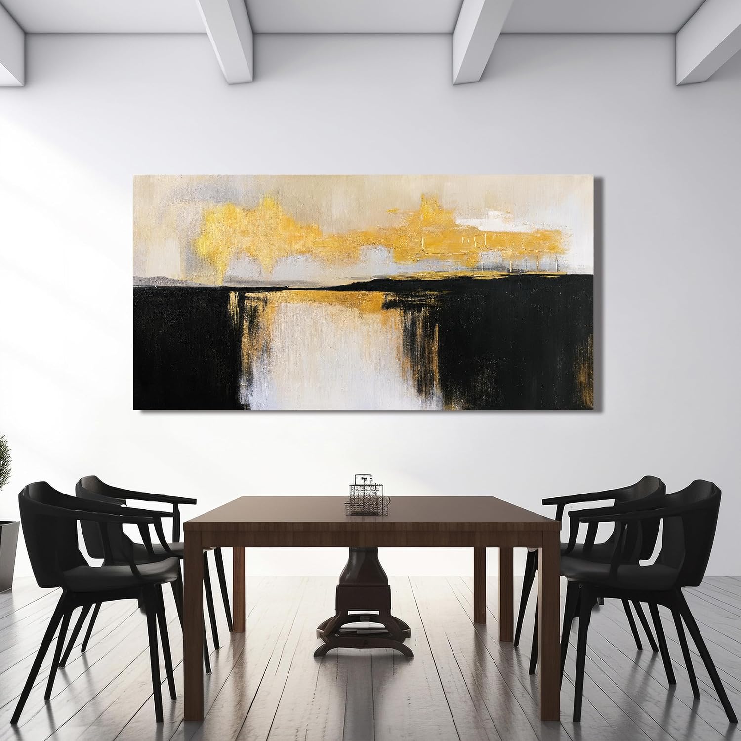 Canvas Wall Art Decor Large Wall Art Pictures For Living Room Black and Gold Wall Art Decor Abstract Art Work Black and White Abstract Wall Art Prints for Bedroom Office Kitchen Wall Decor 29' x 58'