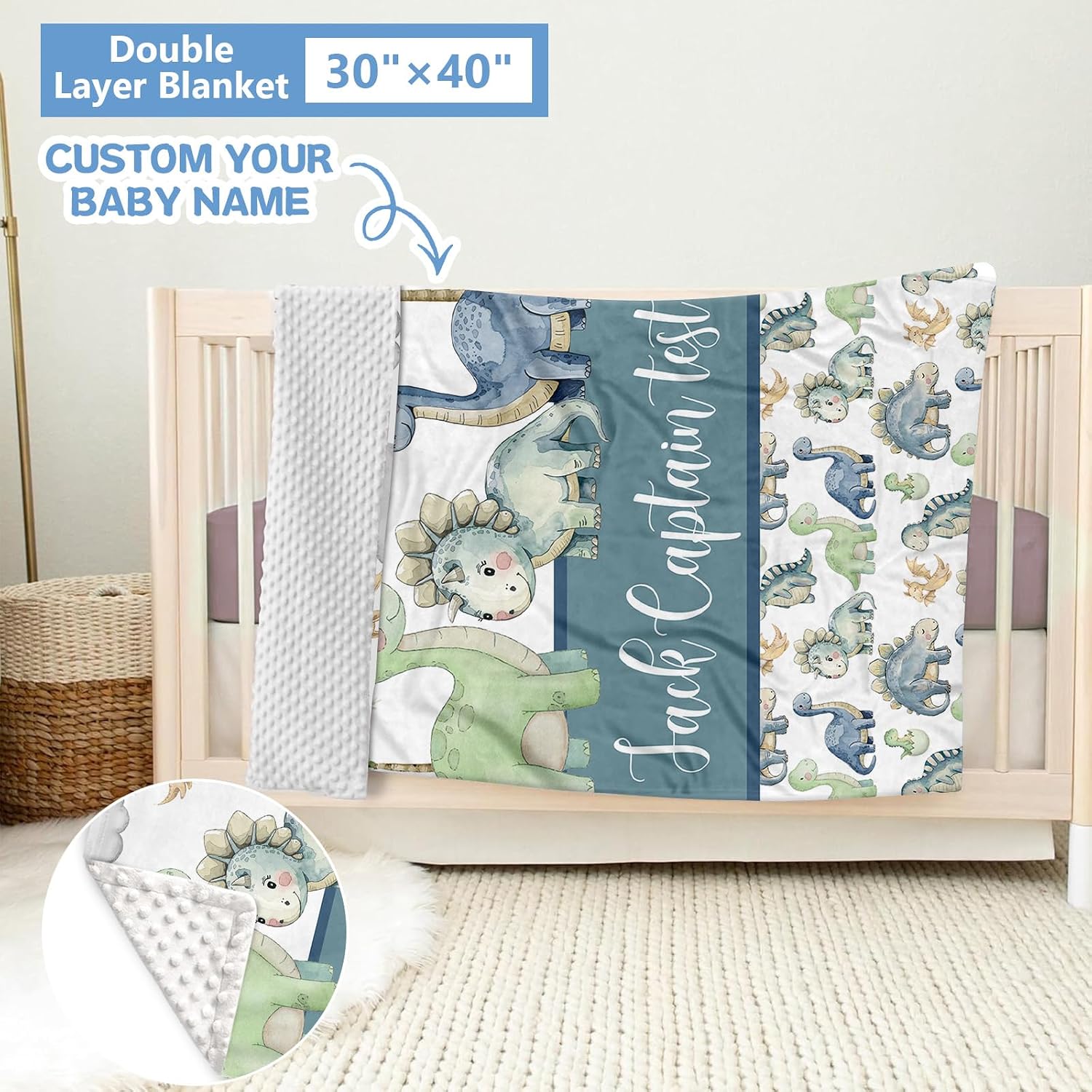KAINSY Custom Crib Bedding Set 5 Piece for Baby Boys – Personalized Green Dinosaur Theme, Newborn Sleep Set, Nursery Decor, Toddler Room Essentials, Infant Sleep, Baby Room Accessories, Baby Gift