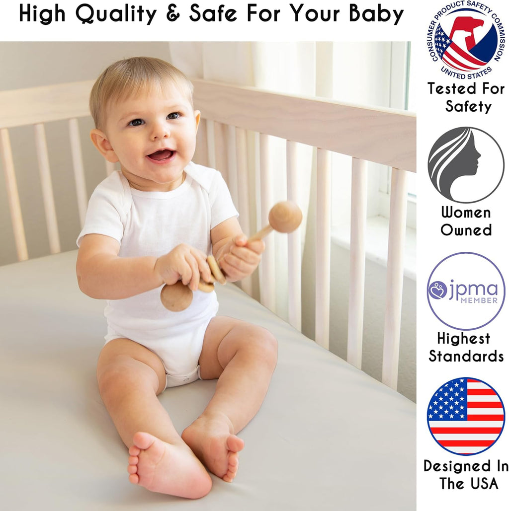 Sweet Jojo Designs 4-Piece Baby Crib Bedding Set (100% Cotton Jungle Animals) for Boys or Girls, Infants/Nursery incl. Blanket, Fitted Sheet, Skirt, Diaper Stacker (Neutral, Wildlife Safari, Elephant)