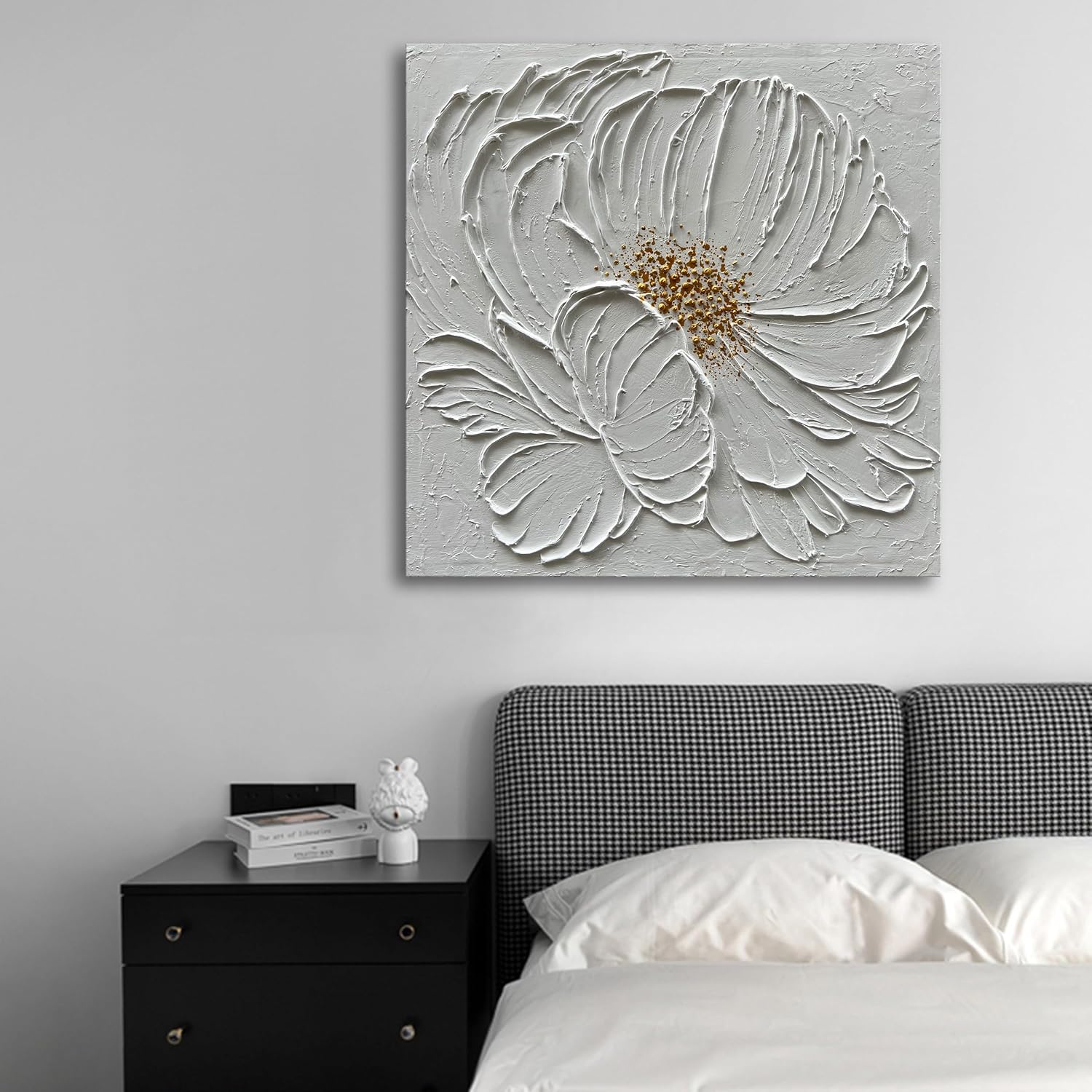 36x36 Inch White Flower Texture Art Hand Painted Abstract Home Wall Decorative Art
