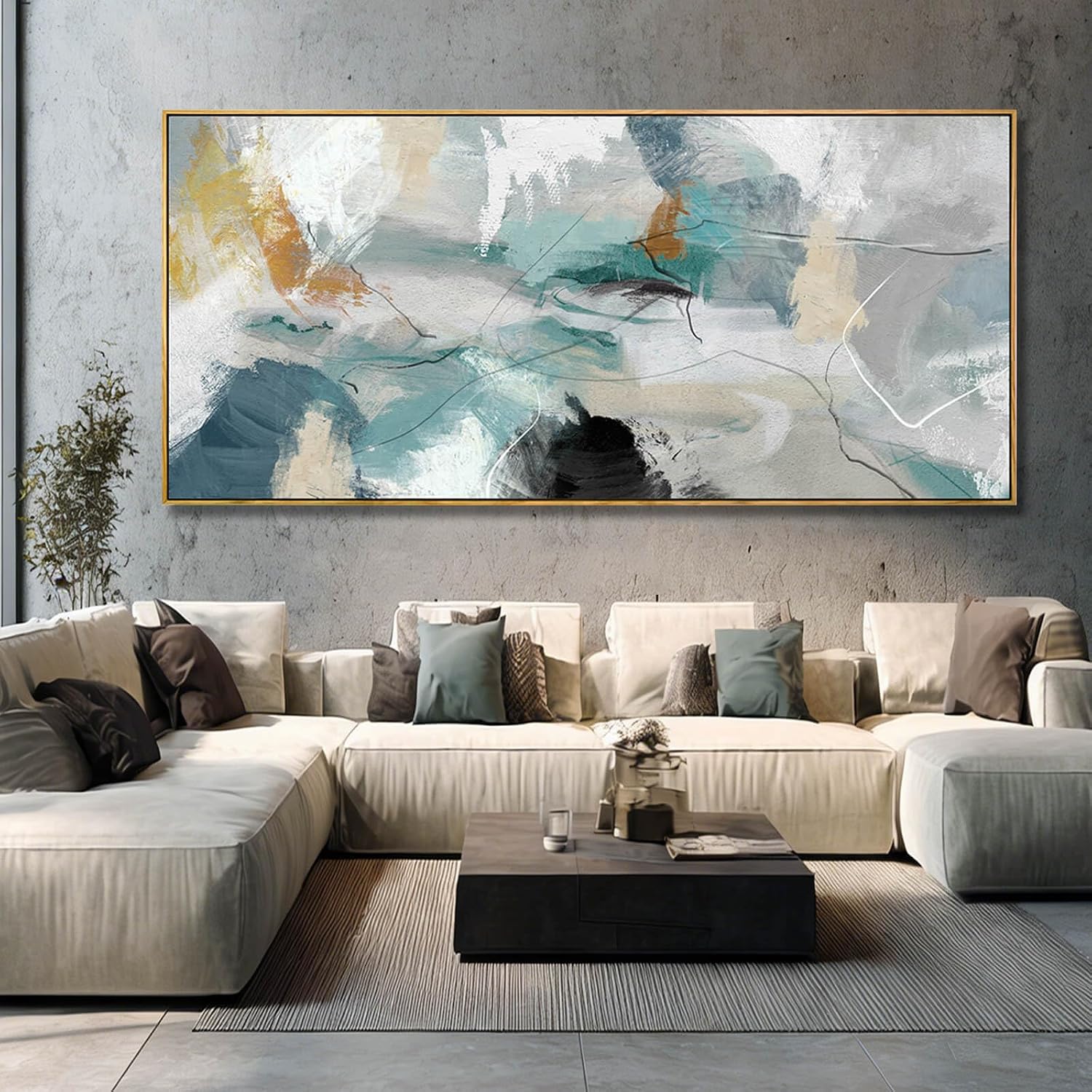 Abstract Framed Wall Art Colorful Picture Prints Line Canvas Poster 40'x86' Bedroom Artwork Home Decorations for Living Room