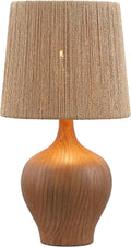 JONATHAN Y 23' Brown Wood Finish Rustic Farmhouse Resin Gourd LED Table Lamp for Bedroom, Living Room, Nightstand, with Brown Paper Rope Shade, LED Bulb Included JYL9200A