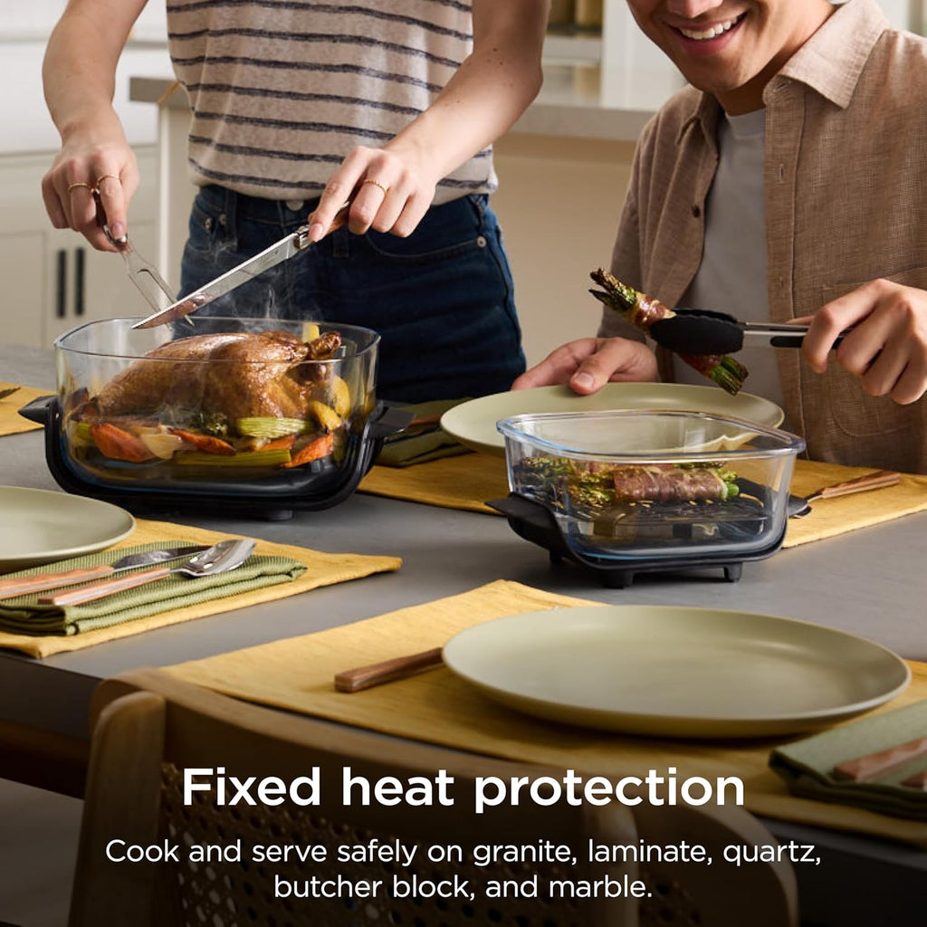 Ninja Crispi 5-in-1 Glass Air Fryer | With Nontoxic 2.5 QT, 4QT, 6-Cup Containers & Lids | Microwave, Freezer & Dishwasher Safe | 450°F Max Temp | Green | FN103BF