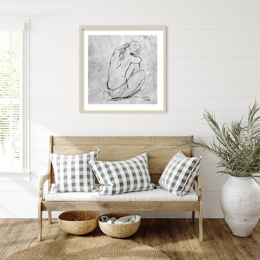 Amanti Art Framed Wall Art Print 33x33 Nude Sketch I by Patricia Pinto, Abstract Wall Art, Modern Contemporary Decor, Large Poster Painting Artwork for Living Room, Bedroom, Bathroom, Kitchen, Office