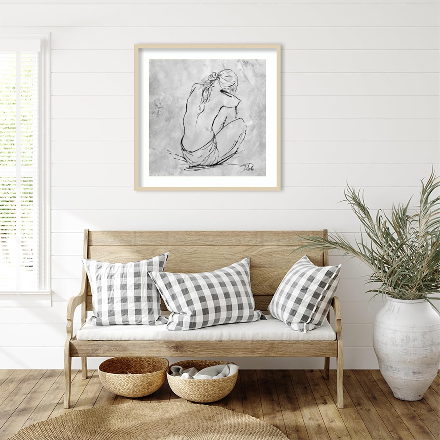 Amanti Art Framed Wall Art Print 33x33 Nude Sketch I by Patricia Pinto, Abstract Wall Art, Modern Contemporary Decor, Large Poster Painting Artwork for Living Room, Bedroom, Bathroom, Kitchen, Office
