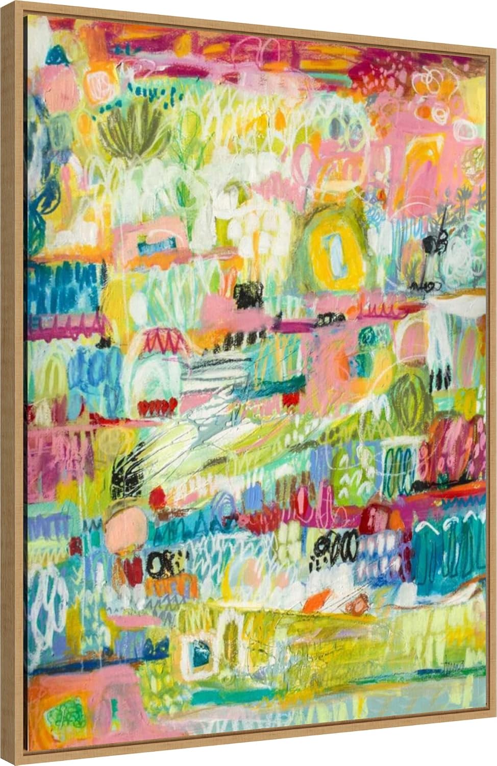 Amanti Art Framed Canvas Wall Art 30x23 Boho Garden II by Karen Fields, Framed Wall Art Canvas, Abstract Artwork, Modern Decor, Large Poster Painting for Living Room, Bedroom, Bathroom, Kitchen,