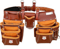 Heavy Duty 17 Pocket Carpenter Leather Tool Belt Set | Combo Multipurpose Framing Tool Belt Work Organizer Bags | Tool Belts For Men Construction Tools Rigs (Maroon, Standard)