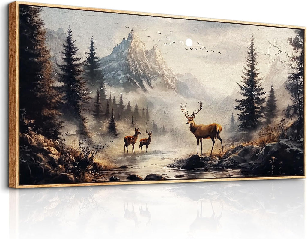 KELIYUAN Large Canva Wall Decor For Living Room Wood Framed Wall Art For Bedroom Office Murals Landscape Painting Of Elk Mountain Pictures Modern Restaurant Room Home Decorations Aesthetics 30'X60'