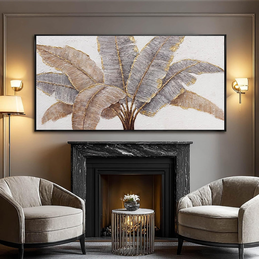 CHUDANHAO Botanical Wall Art Vintage Pictures Wall Decor Grey and Gold Photo Prints Line Wall Hangings 24'x48' Canvas Decorations for Bedroom Office